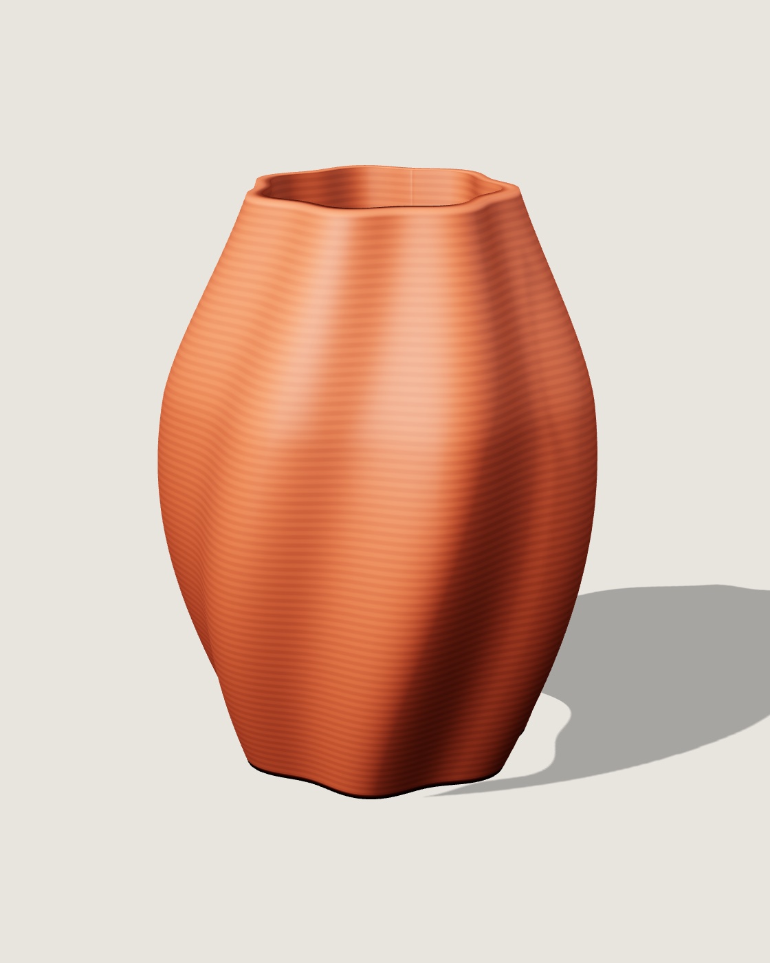 Vaas Spiraal, terracotta met gedraaide ribben